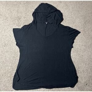 Women’s Size 3X Cleo Black Hooded Thin Flowy Blouse